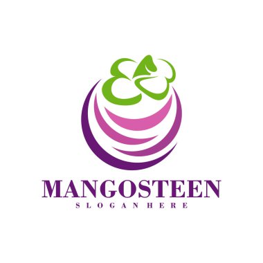 Mangosteen logo tasarım şablonu. Yaratıcı Mangosteen logo vektör çizimi.