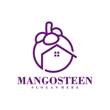 House Mangosteen logo tasarım şablonu. Yaratıcı Mangosteen logo vektör çizimi.