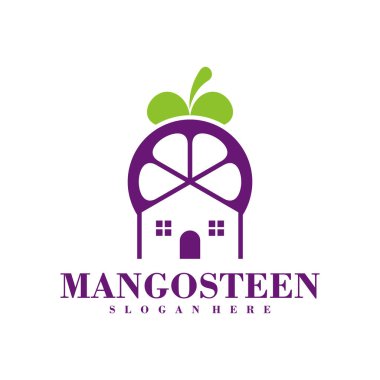 House Mangosteen logo tasarım şablonu. Yaratıcı Mangosteen logo vektör çizimi.