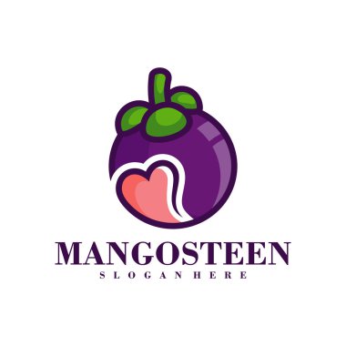 Mangosteen Love logo tasarım şablonu. Yaratıcı Mangosteen logo vektör çizimi.