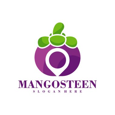 Mangosteen Point logo tasarım şablonu. Yaratıcı Mangosteen logo vektör çizimi.