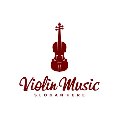 Keman logosu tasarımı şablonu. Yaratıcı Keman logosu vektör illüstrasyonu.