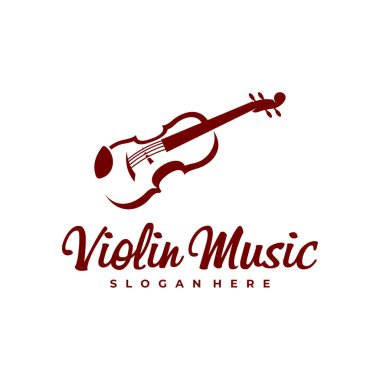 Keman logosu tasarımı şablonu. Yaratıcı Keman logosu vektör illüstrasyonu.