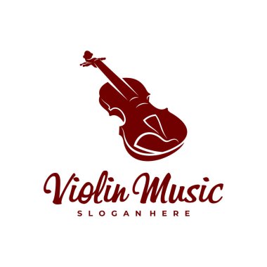 Keman logosu tasarımı şablonu. Yaratıcı Keman logosu vektör illüstrasyonu.