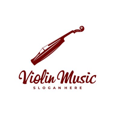 Keman logosu tasarımı şablonu. Yaratıcı Keman logosu vektör illüstrasyonu.