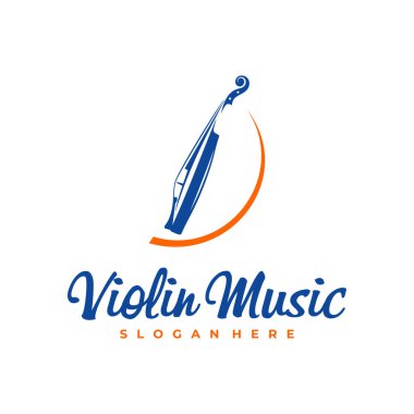 Keman logosu tasarımı şablonu. Yaratıcı Keman logosu vektör illüstrasyonu.