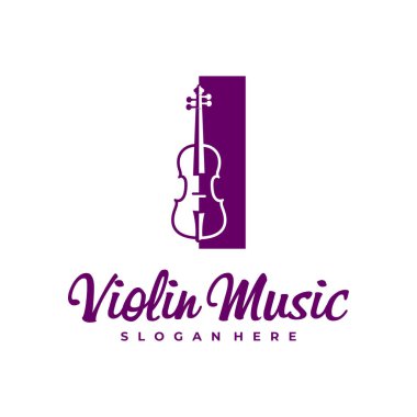 Keman logosu tasarımı şablonu. Yaratıcı Keman logosu vektör illüstrasyonu.