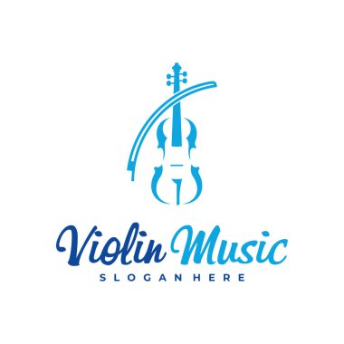 Keman logosu tasarımı şablonu. Yaratıcı Keman logosu vektör illüstrasyonu.