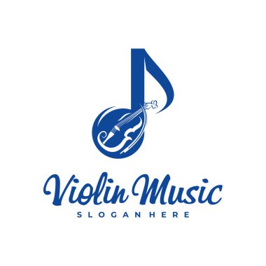 Keman Müzik Notası logosu tasarımı Şablonu. Yaratıcı Keman logosu vektör illüstrasyonu.