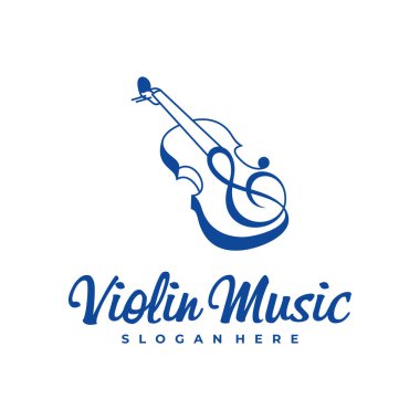 Keman Müzik Notası logosu tasarımı Şablonu. Yaratıcı Keman logosu vektör illüstrasyonu.