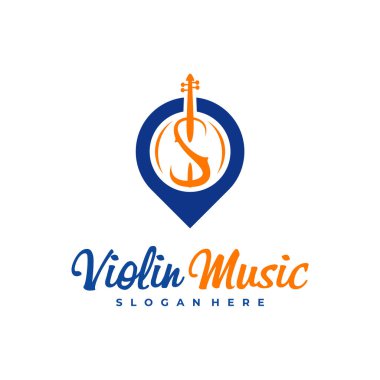 Keman Noktası logo tasarım şablonu. Yaratıcı Keman logosu vektör illüstrasyonu.