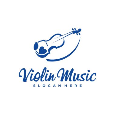 Kemancı logosu tasarım şablonu. Yaratıcı Keman logosu vektör illüstrasyonu.