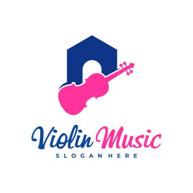 Kemancı logosu tasarım şablonu. Yaratıcı Keman logosu vektör illüstrasyonu.