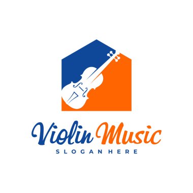 Kemancı logosu tasarım şablonu. Yaratıcı Keman logosu vektör illüstrasyonu.