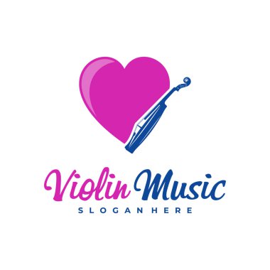 Kemancı logosu tasarım şablonu. Yaratıcı Keman logosu vektör illüstrasyonu.