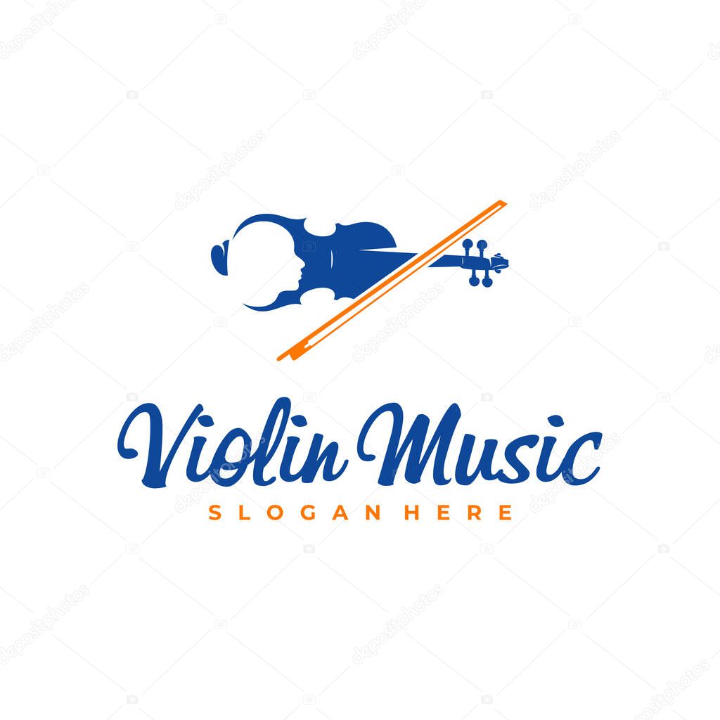 Women Violin logo design Template. Creative Violin logo vector illustration.