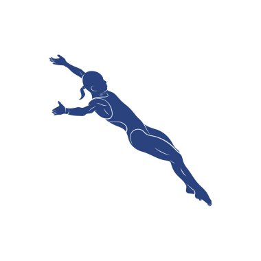 Senkronize Dalış vektör çizimi. Springboard Platformu Dalış Silüeti. Sporcuların tasarım şablonu.