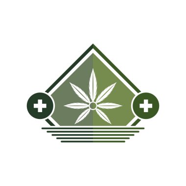 Kenevir yaprağı logosu tasarım şablonu vektörü. CBD yağ marihuana etiketi için logotype