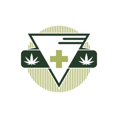 Kenevir yaprağı logosu tasarım şablonu vektörü. CBD yağ marihuana etiketi için logotype