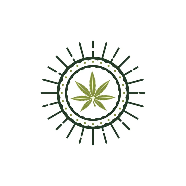 Modello Vettoriale Disegno Del Logo Della Foglia Cannabis Logotipo Etichetta — Vettoriale Stock