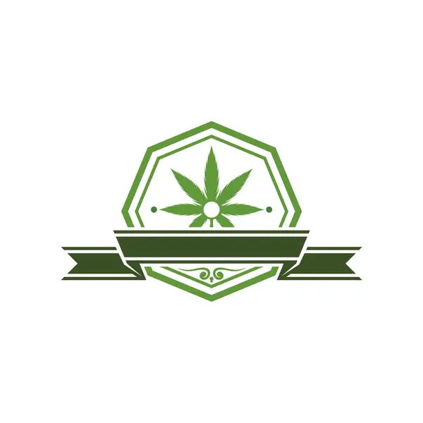 Cannabis Blad Logotyp Design Mall Vektor Logotyp För Cbd Märkning — Stock vektor