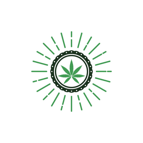 Каннабис лист дизайн логотипа вектор шаблона. Логотип для этикетки марихуаны CBD