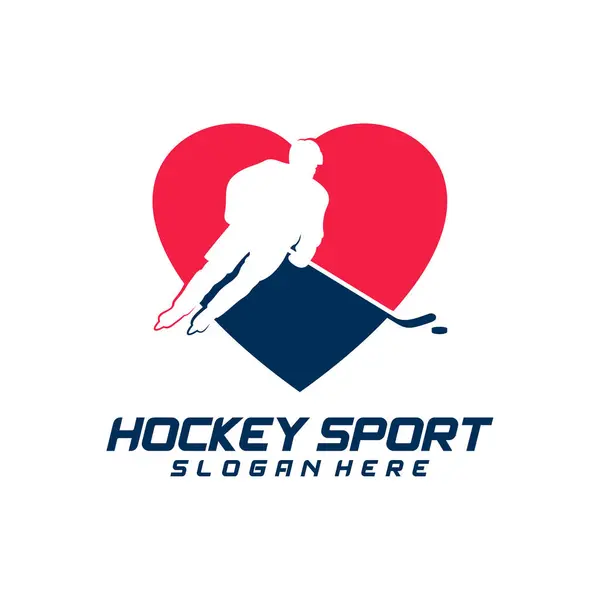 Liebe Hockey Sport Logo Design Vorlage Moderne Vektorillustration Abzeichen Design — Stockvektor