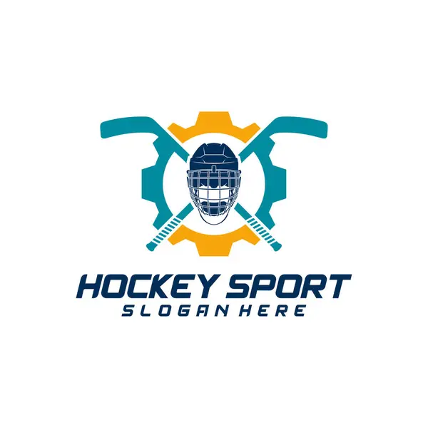Шаблон Логотипа Gear Hockey Sport Современная Векторная Иллюстрация Дизайн Бейджей — стоковый вектор
