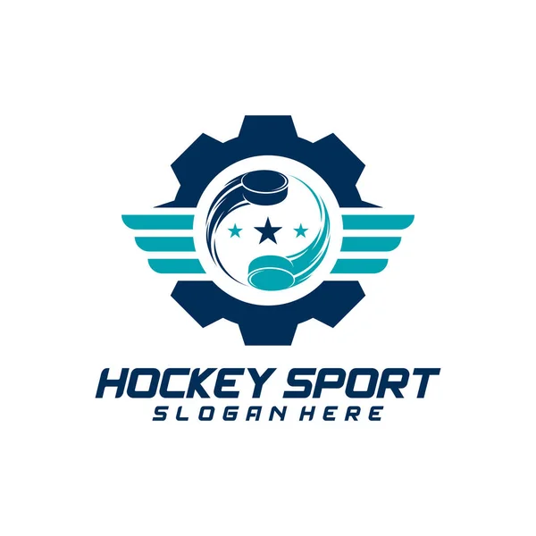 Gear Hockey Sport Logo Design Template Modern Vector Illustration Badge — Stock Vector