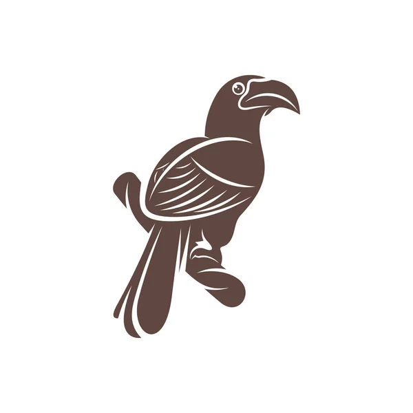 Malabar Gris Hornbill Diseño Ilustración Vectorial Malabar Grey Hornbill Silhouette — Archivo Imágenes Vectoriales