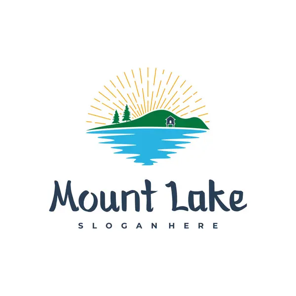 Lake Logo Design Template Mount Lake Vector Illustration Badge Design Royalty Free Stock Vectors