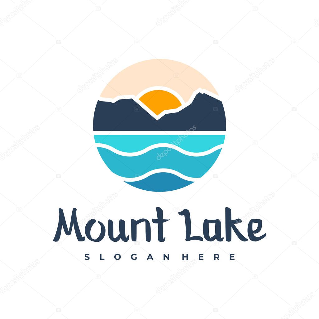 Lake logo design template. Mount Lake vector illustration. Badge design.