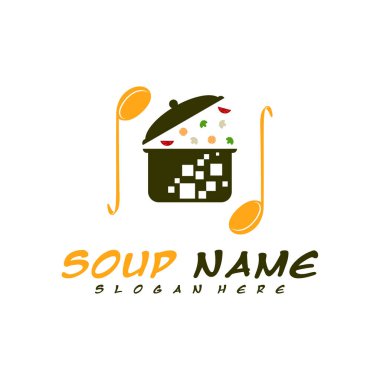 Pikselli yemek pişirme logo tasarım vektörü. Sağlıklı sebze ve vitaminle dolu mutfak logosu..
