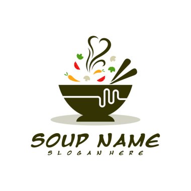 Pulse logo dizayn vektörüyle yemek pişirme. Sağlıklı sebze ve vitaminle dolu mutfak logosu..