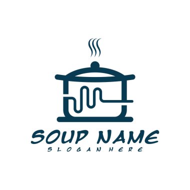 Pulse logo dizayn vektörüyle yemek pişirme. Sağlıklı sebze ve vitaminle dolu mutfak logosu..