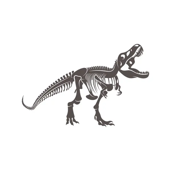 Illustrazione Della Silhouette Dello Spazio Negativo Dello Scheletro Dinosauro Rex — Vettoriale Stock
