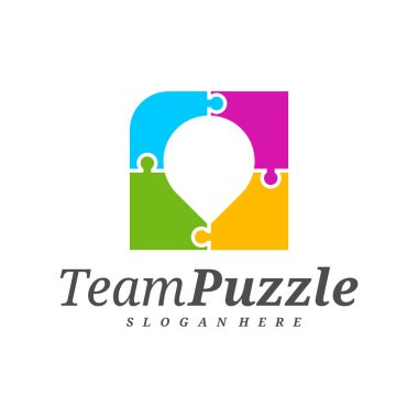 Point Bulmaca logo tasarım vektör şablonu, bulmacanın vektör etiketi, illüstrasyon, yaratıcı simge, tasarım konsepti
