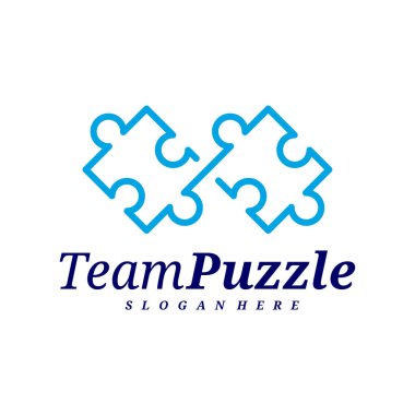 Bulmaca logo tasarım vektör şablonu, bulmacanın vektör etiketi, illüstrasyon, yaratıcı simge, tasarım kavramı
