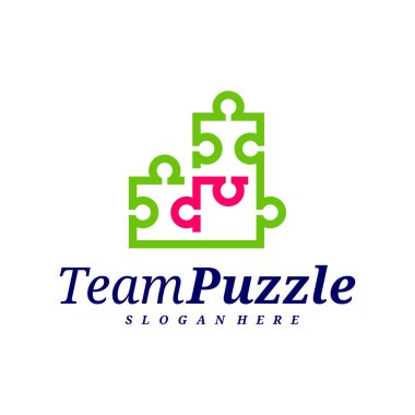Bulmaca logo tasarım vektör şablonu, bulmacanın vektör etiketi, illüstrasyon, yaratıcı simge, tasarım kavramı