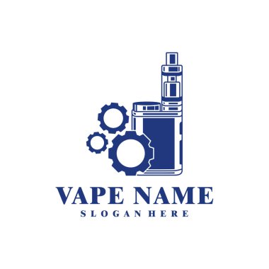 Vape in Gear logo tasarım vektörü. Vaping illüstrasyon tasarımı