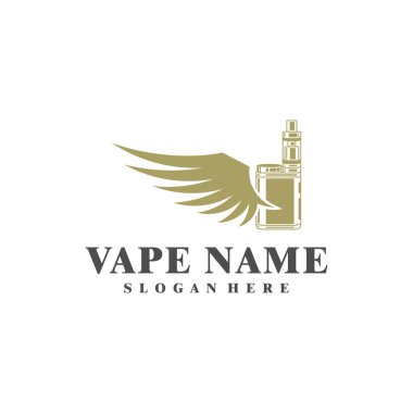 Kanat logosu tasarım vektörü olan bir Vape. Vaping illüstrasyon tasarımı