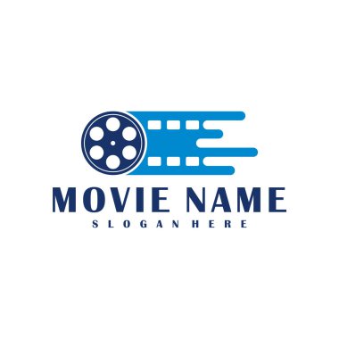 Hızlı Film logo tasarım vektörü. Sinema illüstrasyon tasarımı