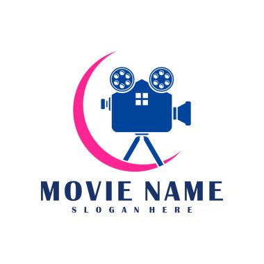House Film logo tasarımı konsept vektörü. Sinema illüstrasyon tasarımı