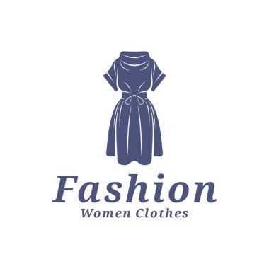 Kadın giyim logosu tasarım vektörü çizimi. Kadınlar Moda logosu konsept şablonu