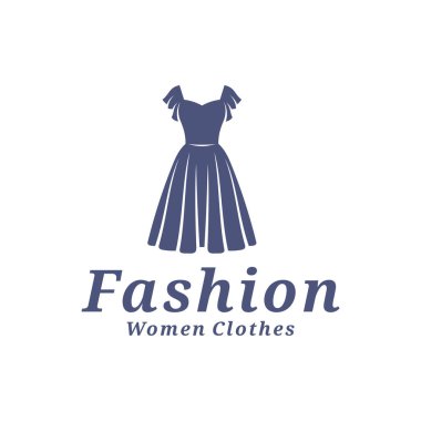Kadın giyim logosu tasarım vektörü çizimi. Kadınlar Moda logosu konsept şablonu