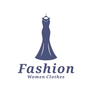 Kadın giyim logosu tasarım vektörü çizimi. Kadınlar Moda logosu konsept şablonu