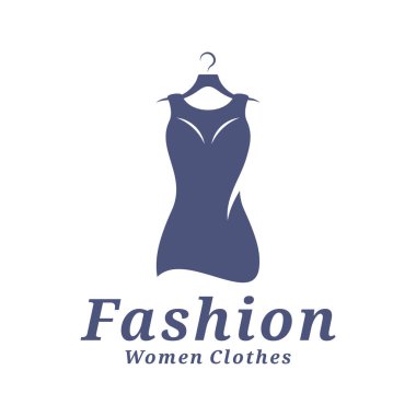 Kadın giyim logosu tasarım vektörü çizimi. Kadınlar Moda logosu konsept şablonu