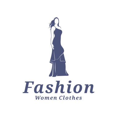 Kadın giyim logosu tasarım vektörü çizimi. Kadınlar Moda logosu konsept şablonu