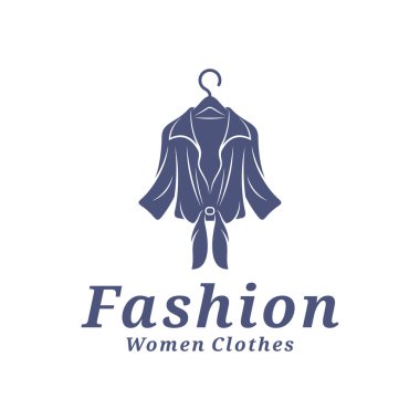 Kadın giyim logosu tasarım vektörü çizimi. Kadınlar Moda logosu konsept şablonu
