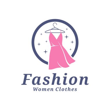 Kadın giyim logosu tasarım vektörü çizimi. Kadınlar Moda logosu konsept şablonu